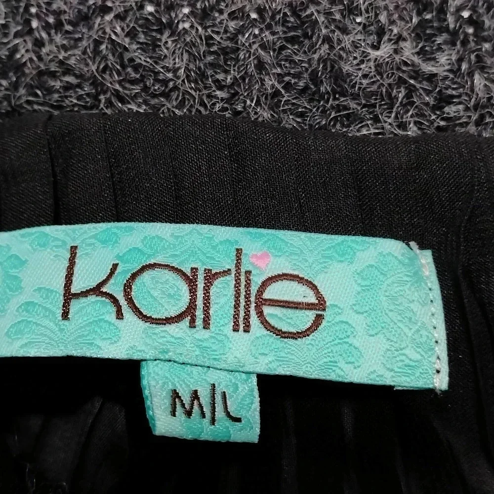 Karlie Size M/L Black Embellish Neckline Sheer pleated back Sweater